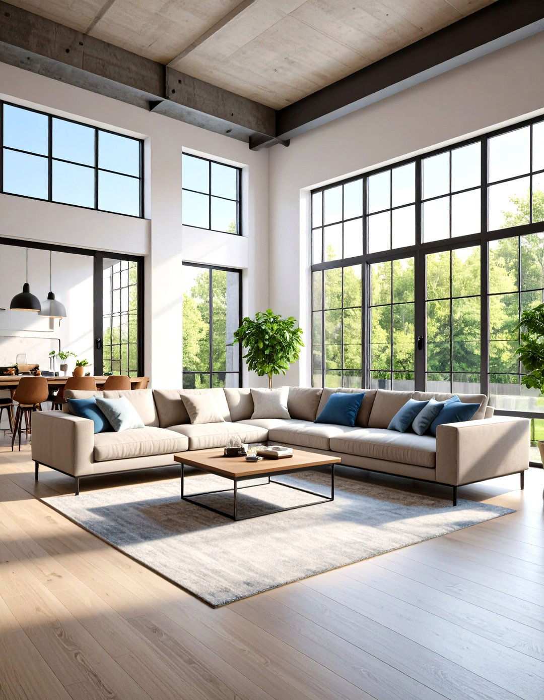 Large Window Treatments - 24 Industrial Living Room Ideas