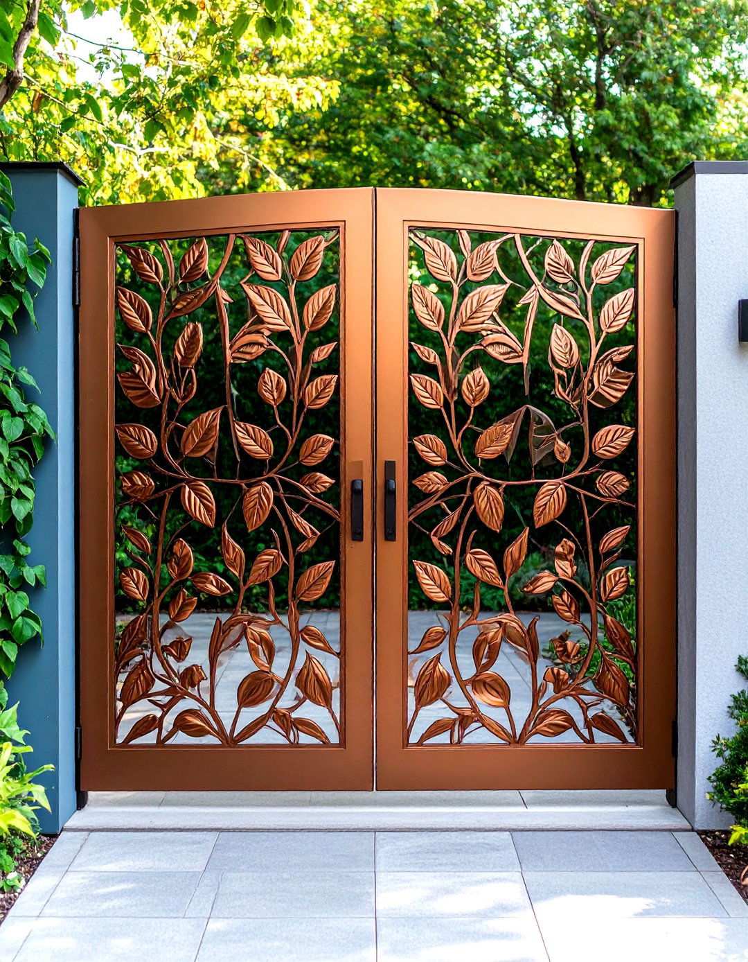 Laser Cut Botanical Pattern Aluminum Gates - 24 Metal Garden Gate Ideas