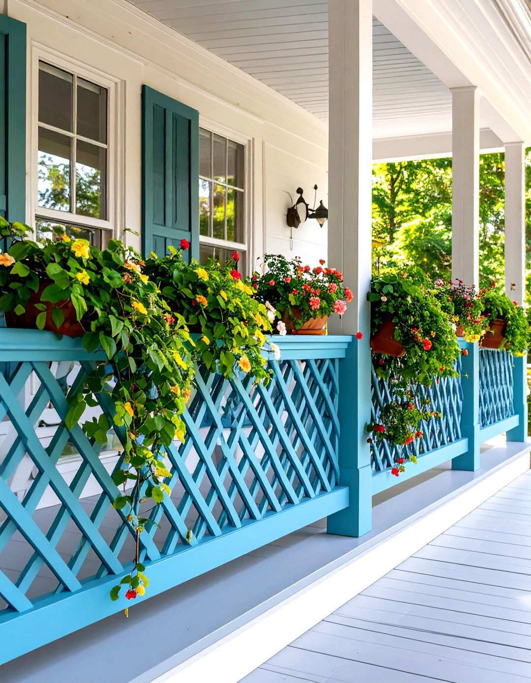 Lattice Privacy Porch Railing - 24 Porch Railing Ideas