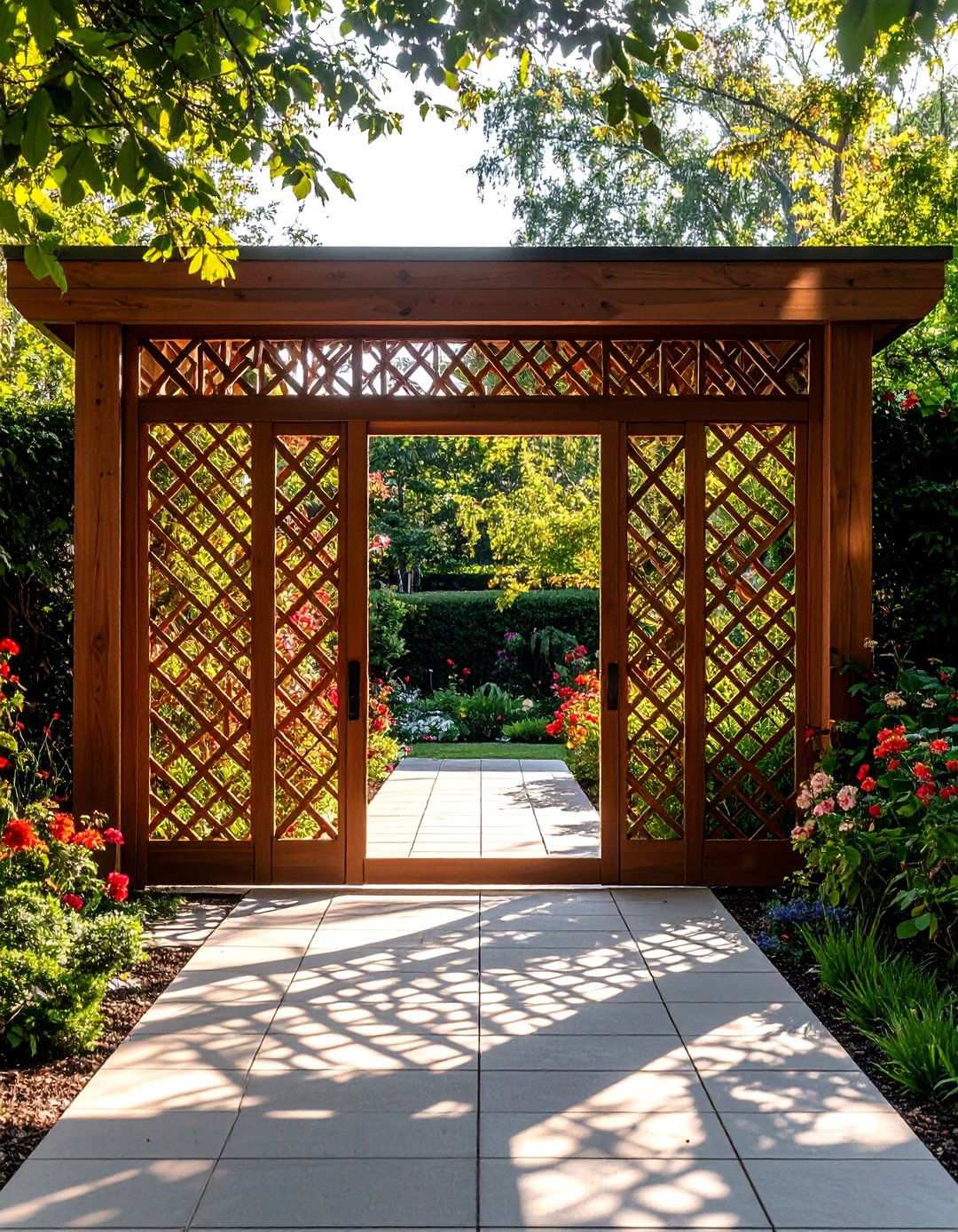 Lattice Screen Gateway - 24 Japanese Garden Gate Design Ideas