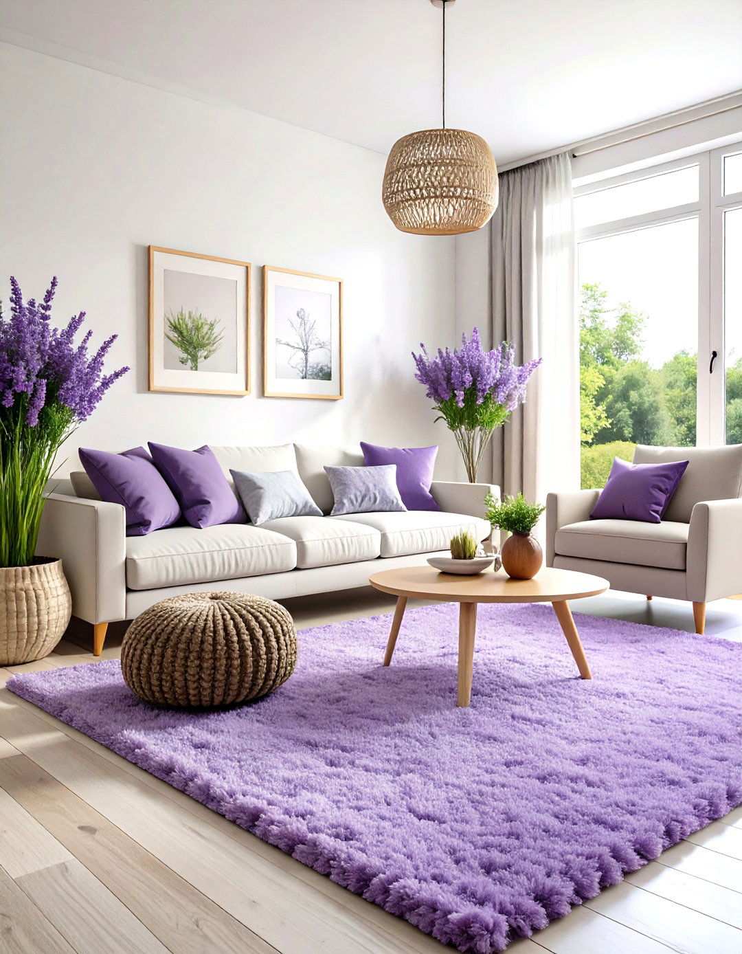 Lavender Accent Color Rugs - 24 Living Room Rug Ideas