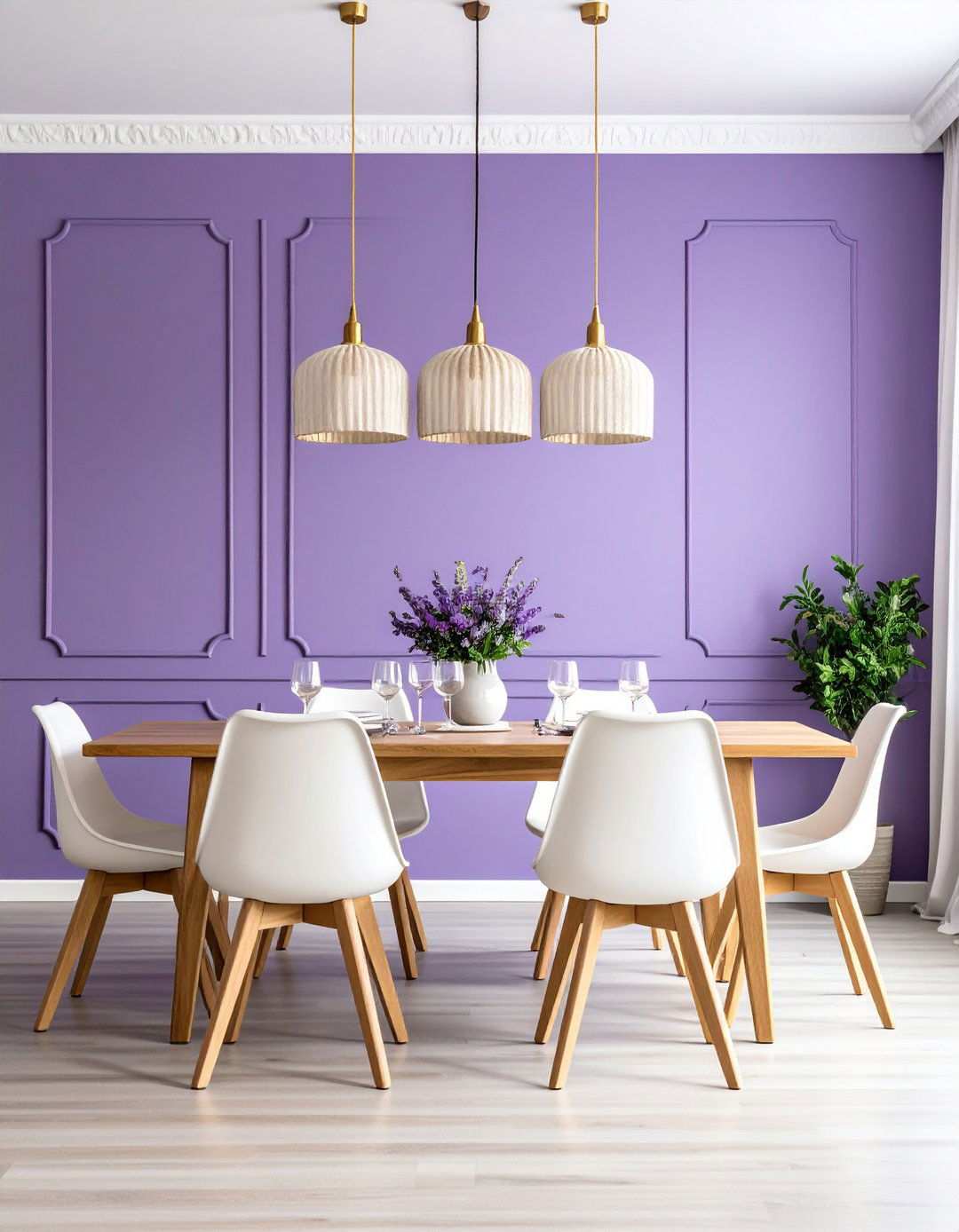 Lavender Accent Wall Dining Room - 24 Purple Dining Room Ideas