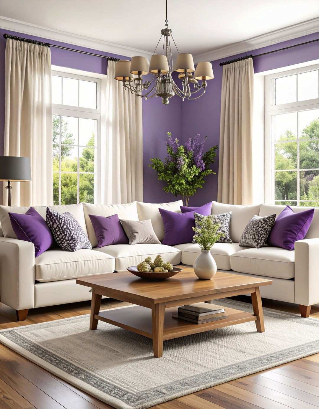 Lavender Accent Wall Living Room - 24 Purple Living Room Ideas
