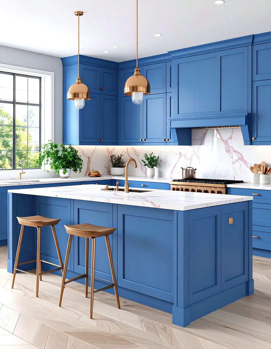 Lavender Blue Cabinets with Rose Gold Hardware - 24 Light Blue Kitchen Cabinets Ideas