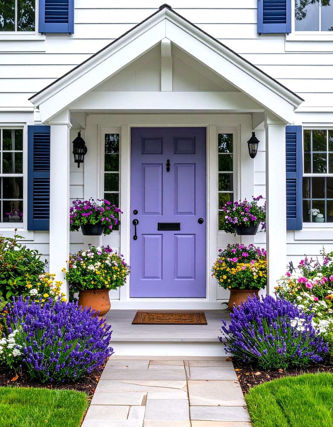 Lavender Door with White Cottage Trim - 24 Lavender Front Door Ideas