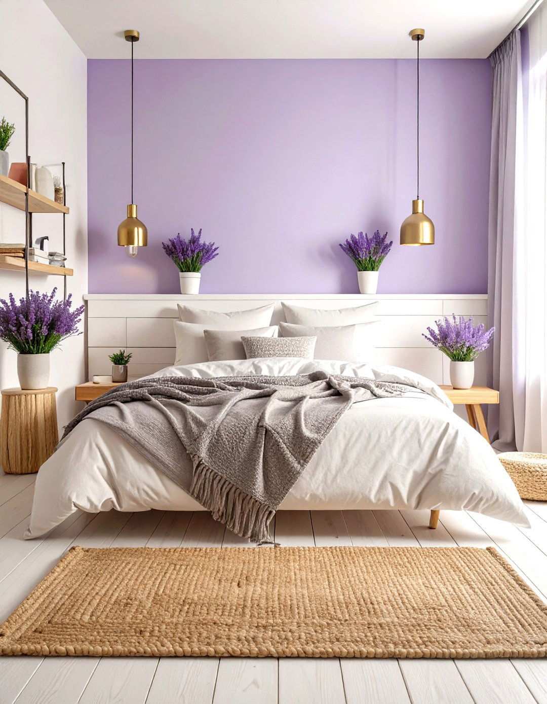 Lavender Scandinavian Bedroom Design - 24 Purple Bedroom Ideas
