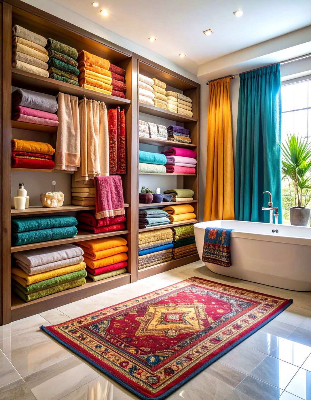 Layered Textile Bathroom Accessories - 24 Maximalist Bathroom Design Ideas