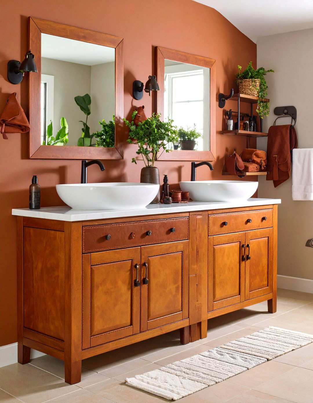 Leather Accent Bathroom Elements - 24 Masculine Bathroom Ideas