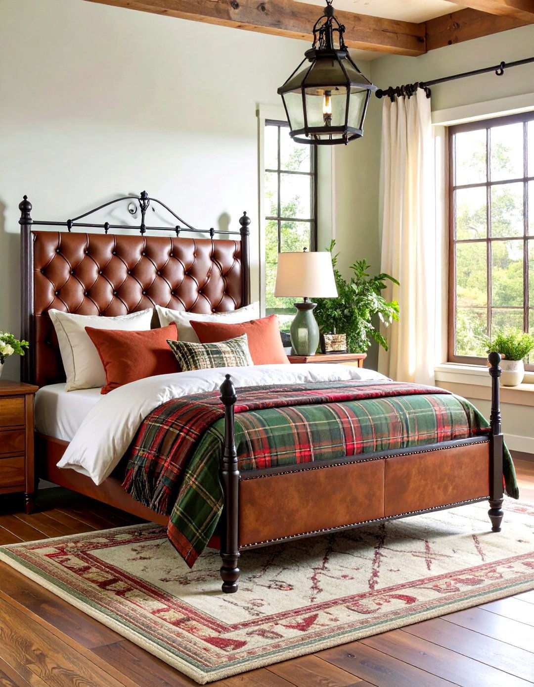 Leather and Plaid Bedroom - 24 Hunting Bedroom Ideas