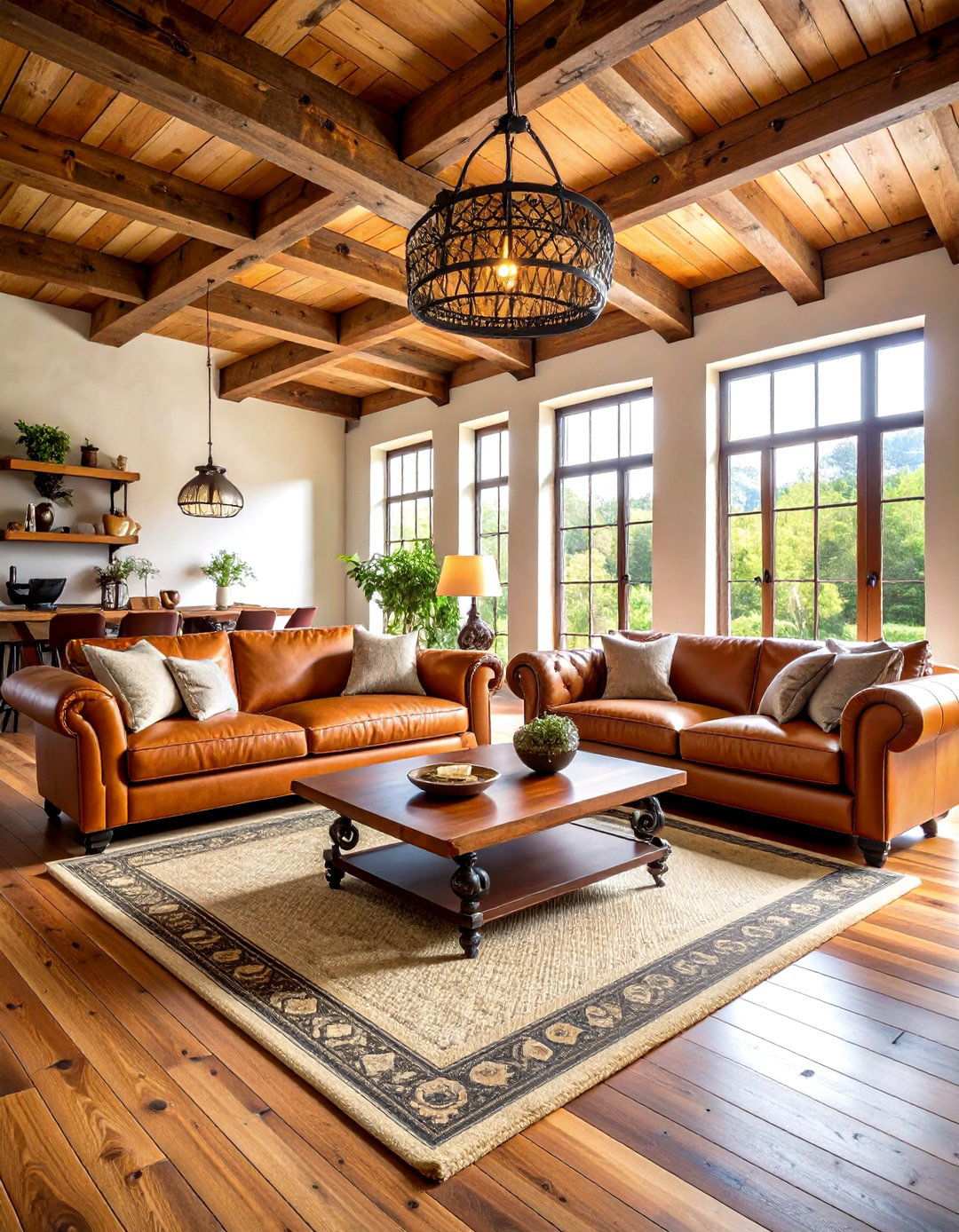 Leather and Wrought Iron Living Room - 24 Southwestern Living Room Ideas