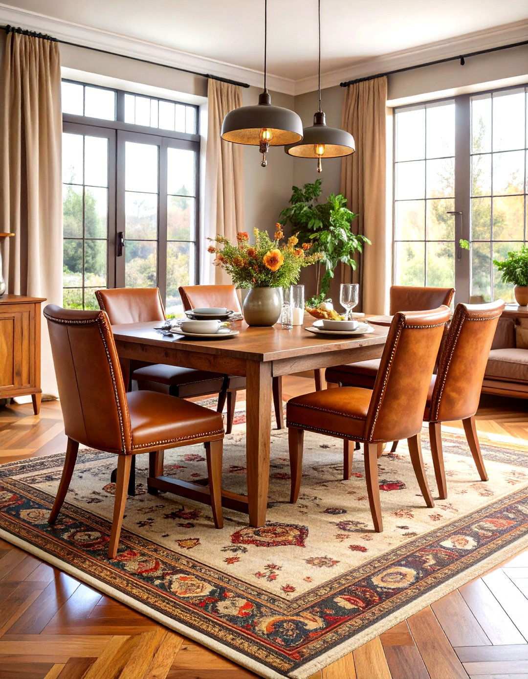 Leather Dining Room Seating - 24 Moody Dining Room Ideas