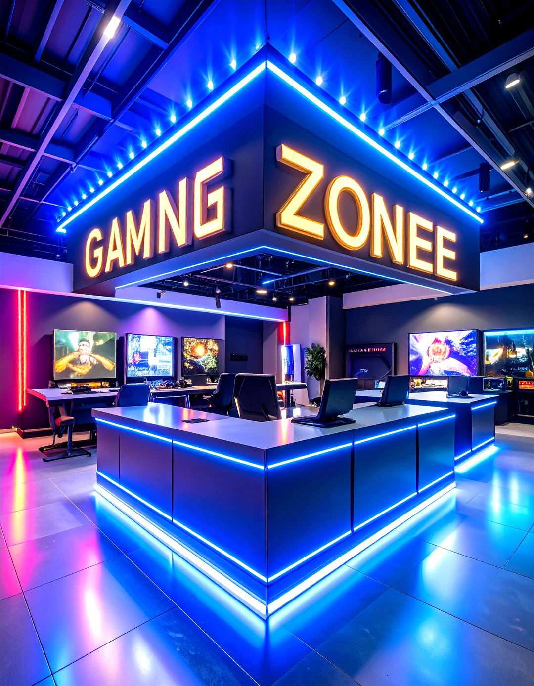 LED Gaming Zone Sign with Modern Typography - 24 Man Cave Sign Ideas