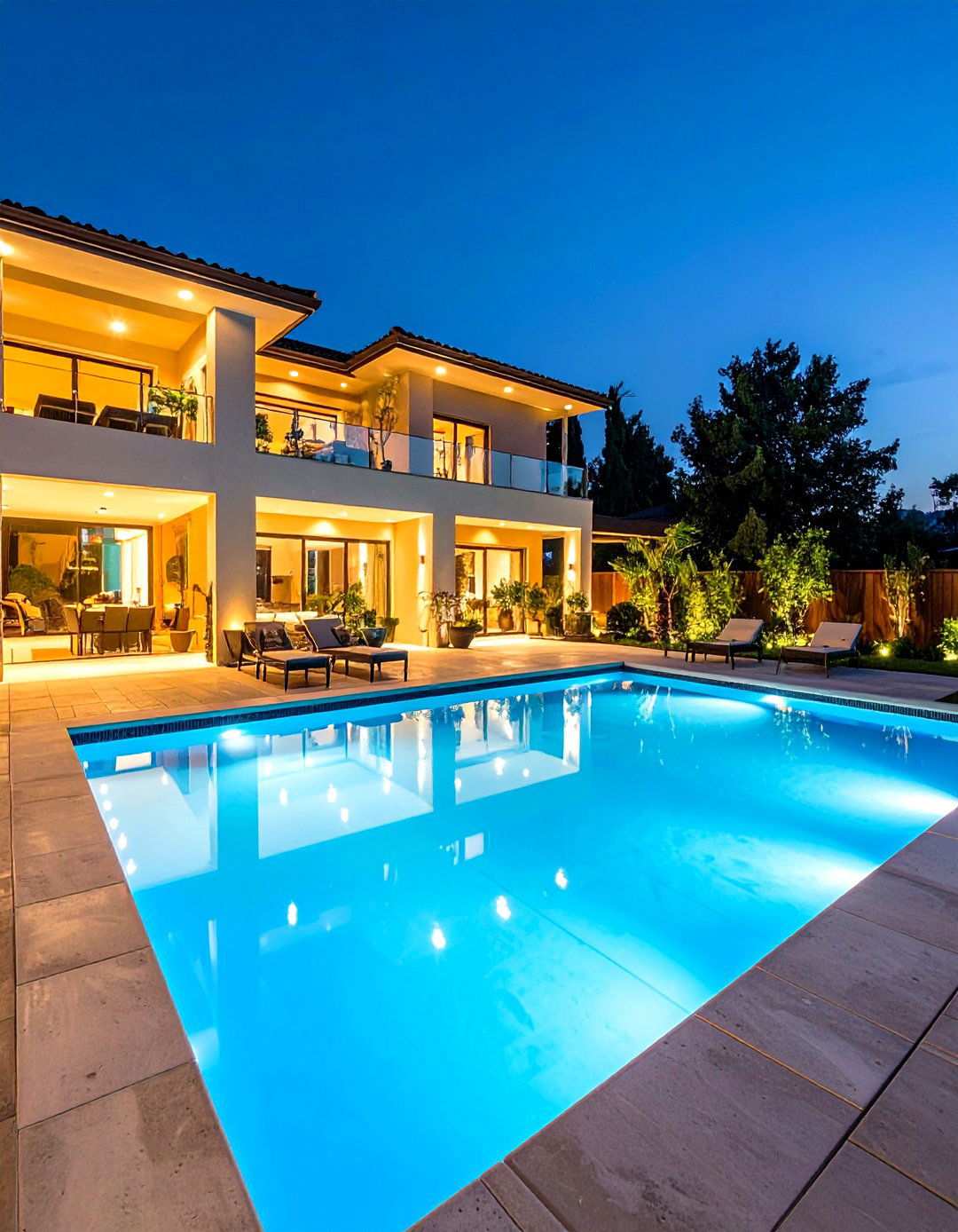 LED Lighting Theme Design - 24 Rectangle Pool With Hot Tub