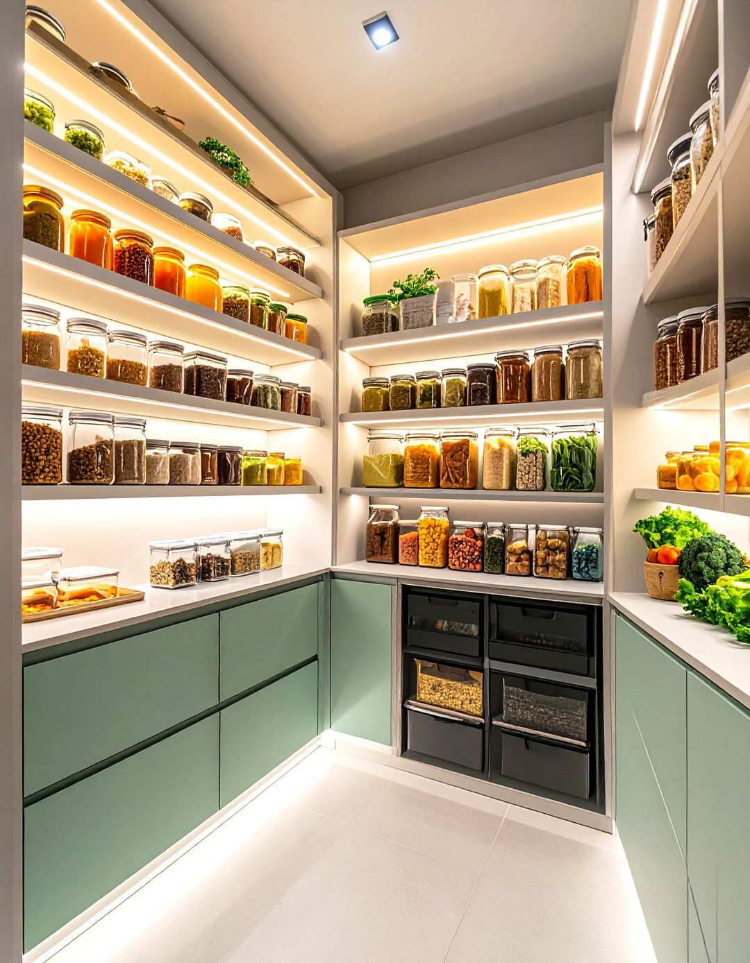 LED Strip Lighting Enhancement Pantry - 24 Small Pantry Ideas
