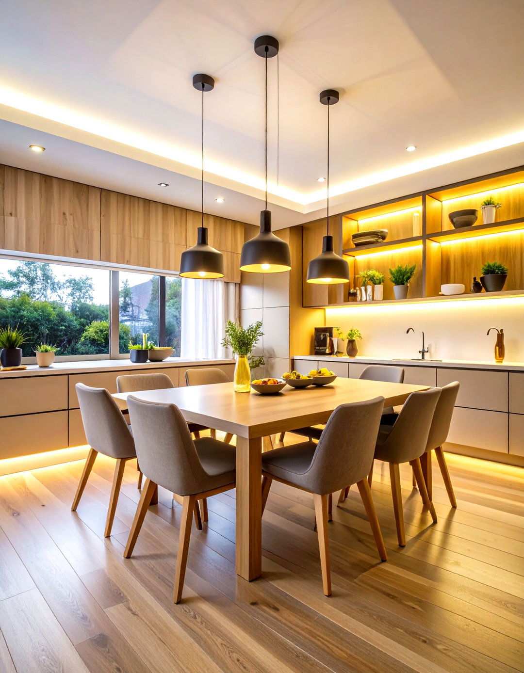 LED Strip Under Cabinet Lighting - 24 Small Dining Room Lighting Ideas