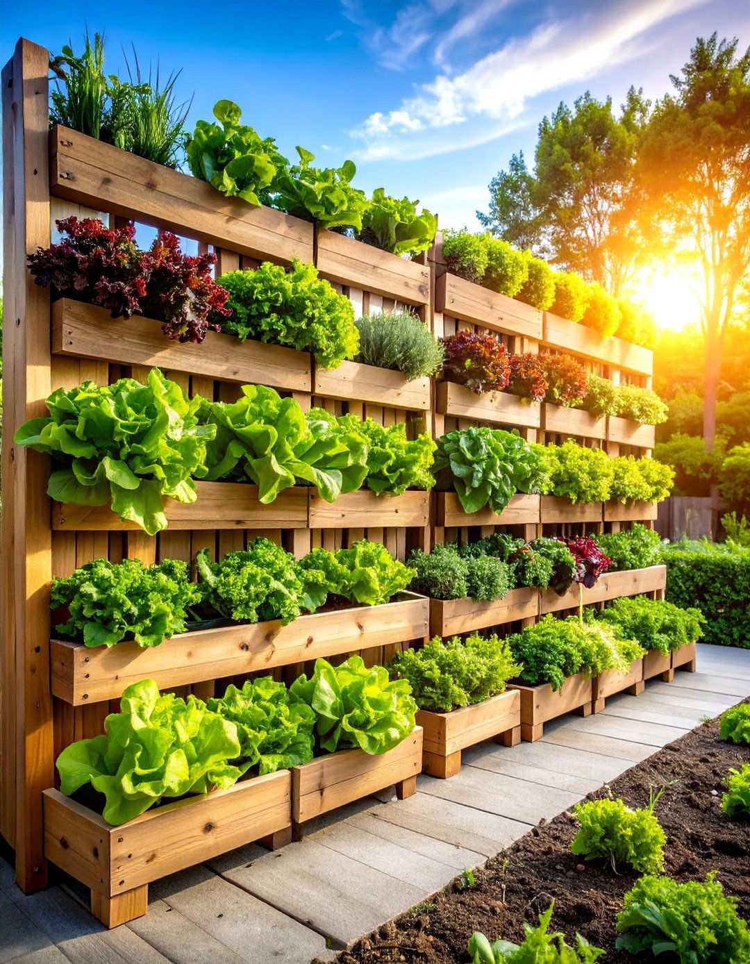 Lettuce and Leafy Greens Wall - 24 Vertical Pallet Garden Ideas