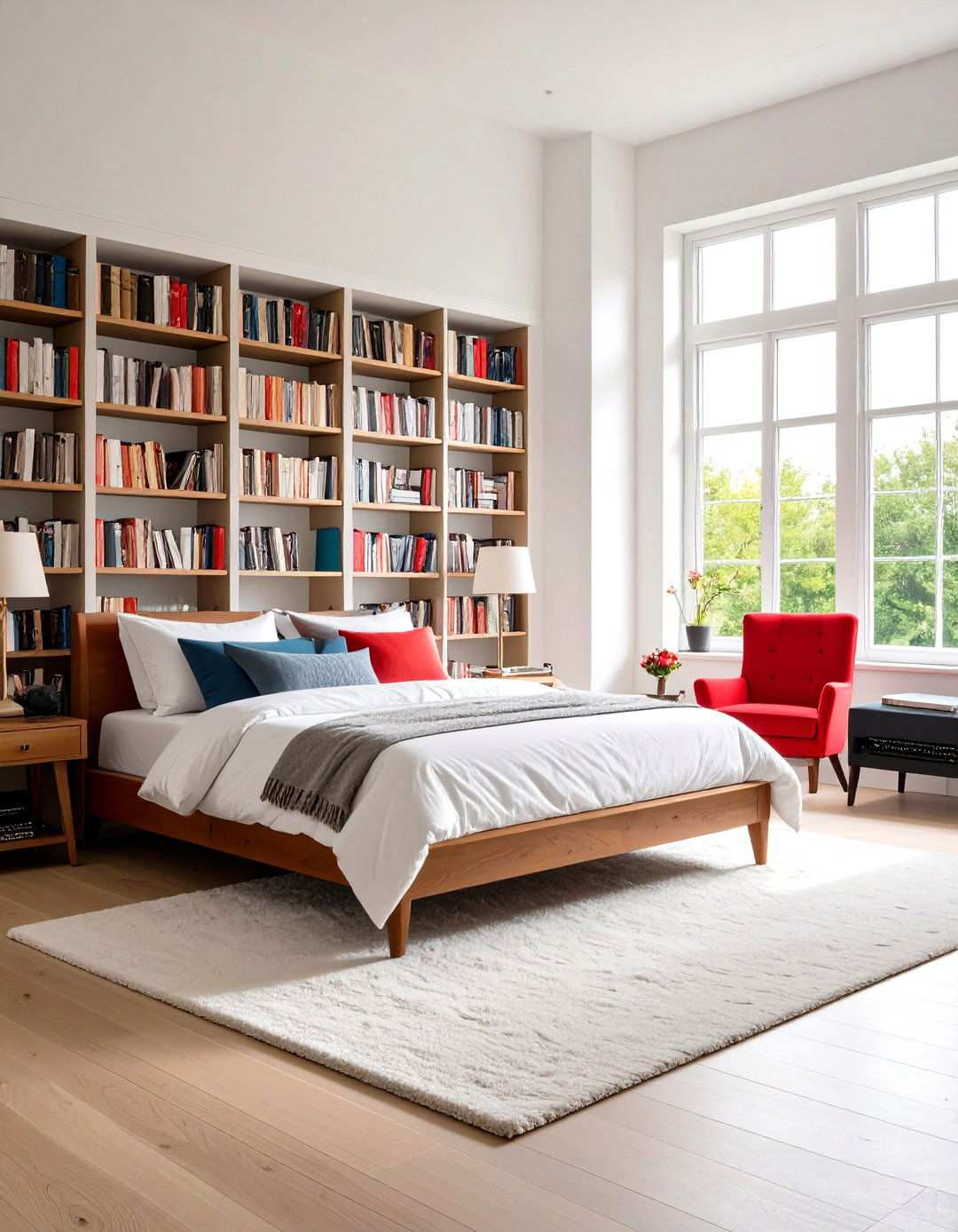 Library Reading Bedroom Retreat - 24 Red and Black Bedroom Ideas