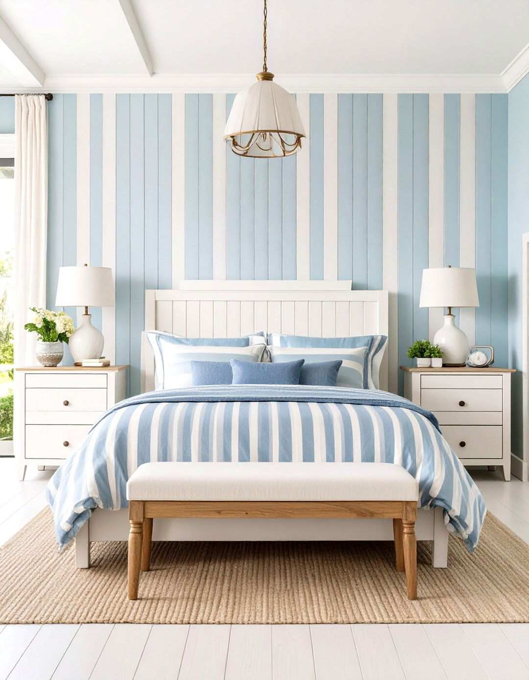 Light Blue and White Striped Bedroom Theme - 24 Light Blue Bedroom Ideas