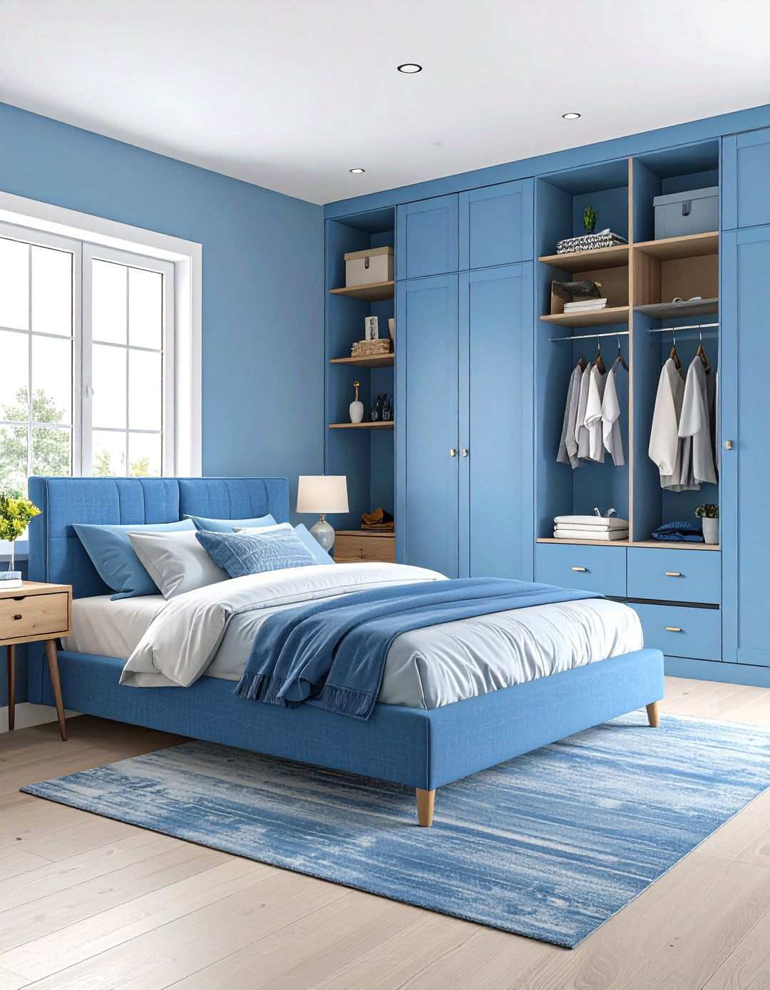 Light Blue Bedroom with Built in Storage Solutions - 24 Light Blue Bedroom Ideas