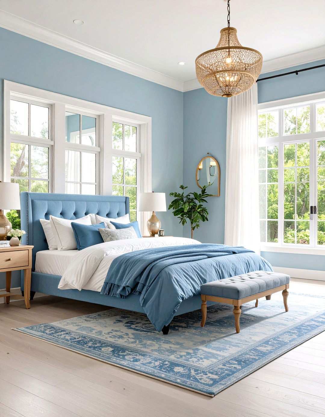 Light Blue Bedroom with Natural Lighting Focus - 24 Light Blue Bedroom Ideas