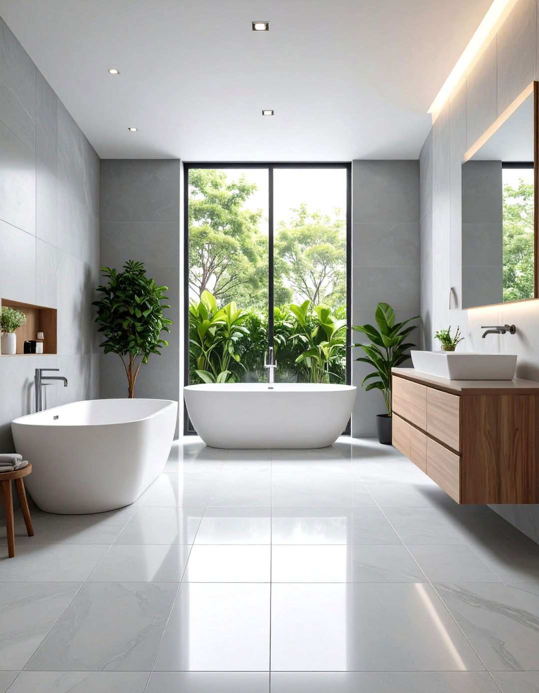 Light Gray Large Format - 24 Small Bathroom Flooring Ideas