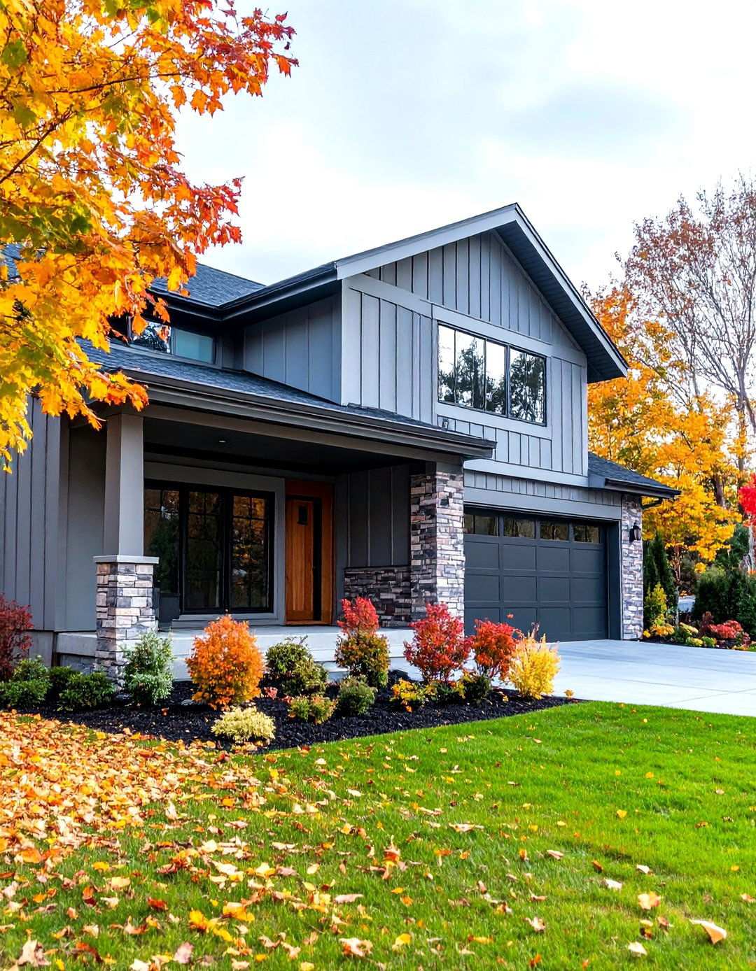 Light Gray Vinyl with Multi Colored Brick Blend Transitional Style - 24 Vinyl Siding and Brick Combinations