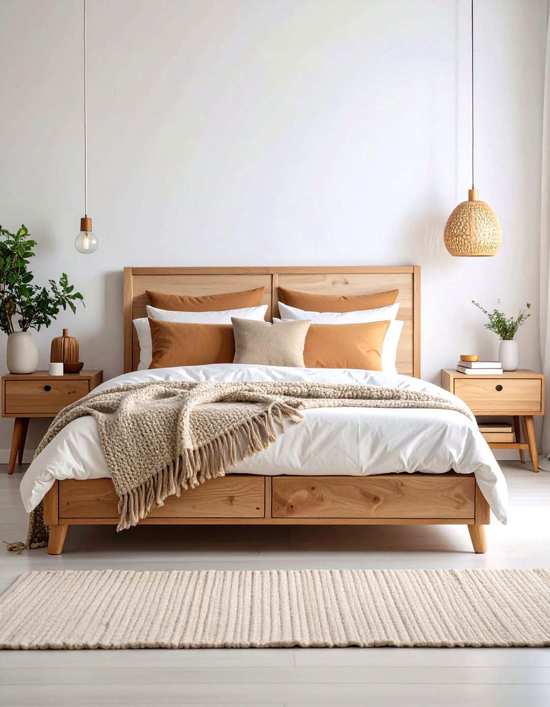 Light Wood Platform Bed Design - 24 Scandinavian Bedroom Ideas