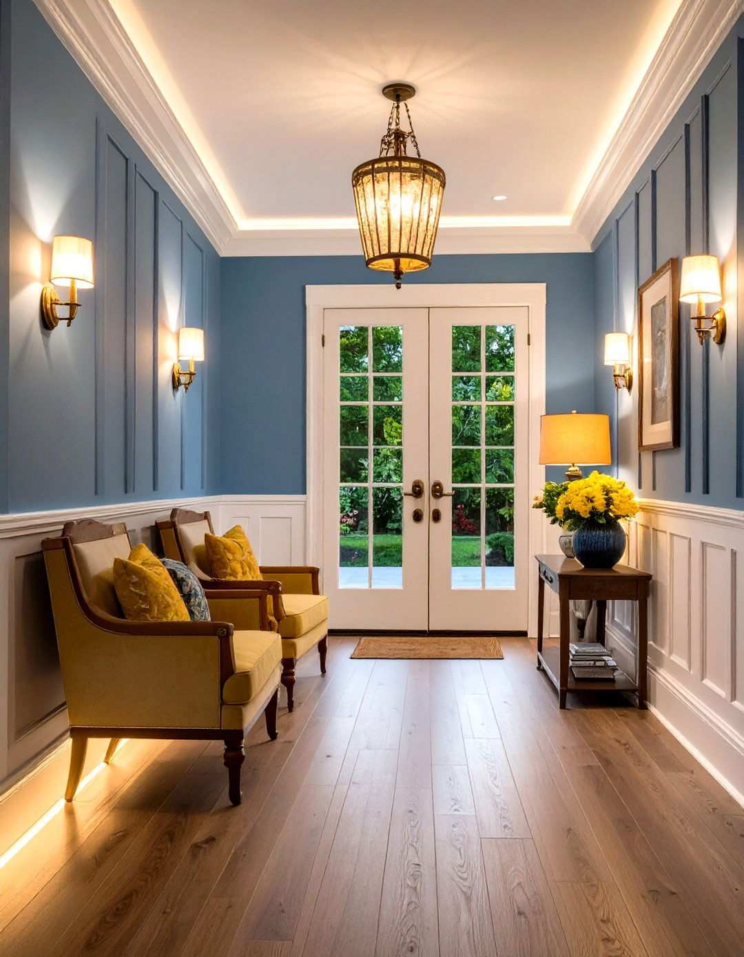 Lighting Integration Features - 24 Wainscoting Entryway Ideas