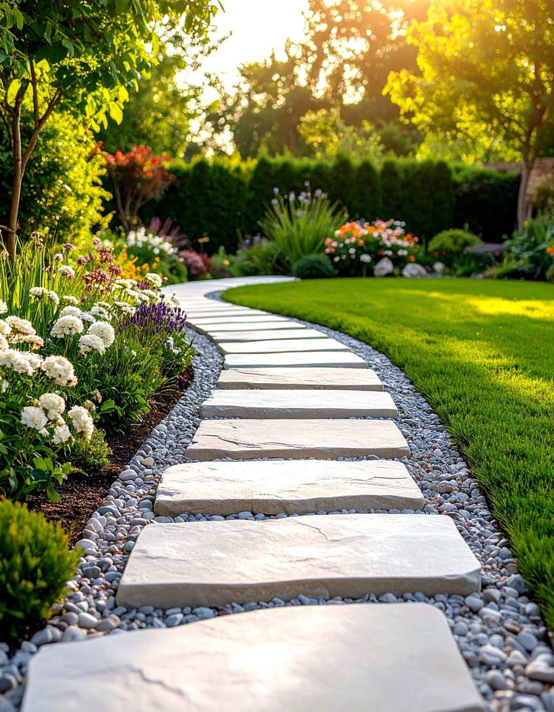Limestone Classic Garden Path - 24 Stepping Stone Walkway Ideas