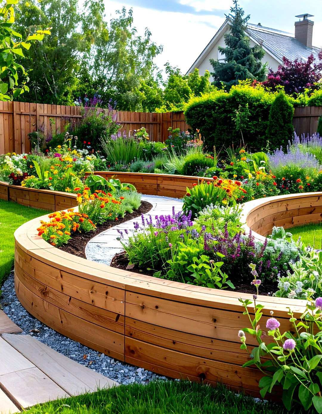 Limestone Curved Raised Bed Design - 24 Stone Garden Edging Ideas