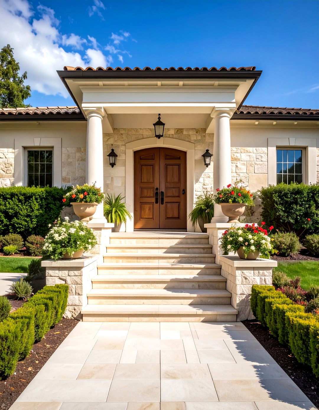 Limestone Formal Rectangular Layout - 24 Paver Walkway Ideas
