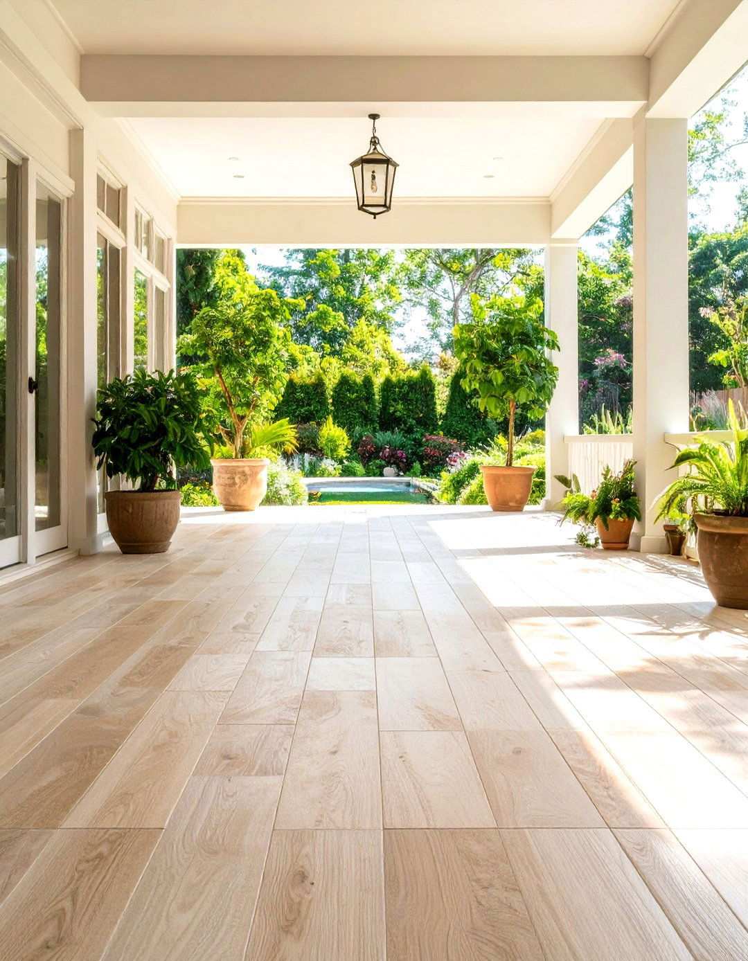 Limestone Look Ceramic Sunroom Flooring - 24 Sunroom Tile Floor Ideas