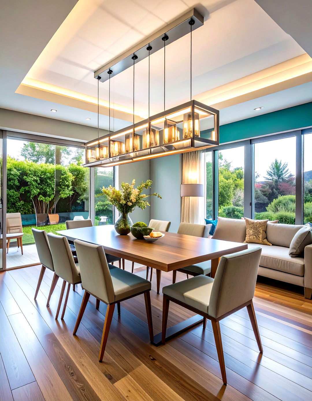 Linear Chandeliers for Narrow Dining Spaces - 24 Small Dining Room Lighting Ideas