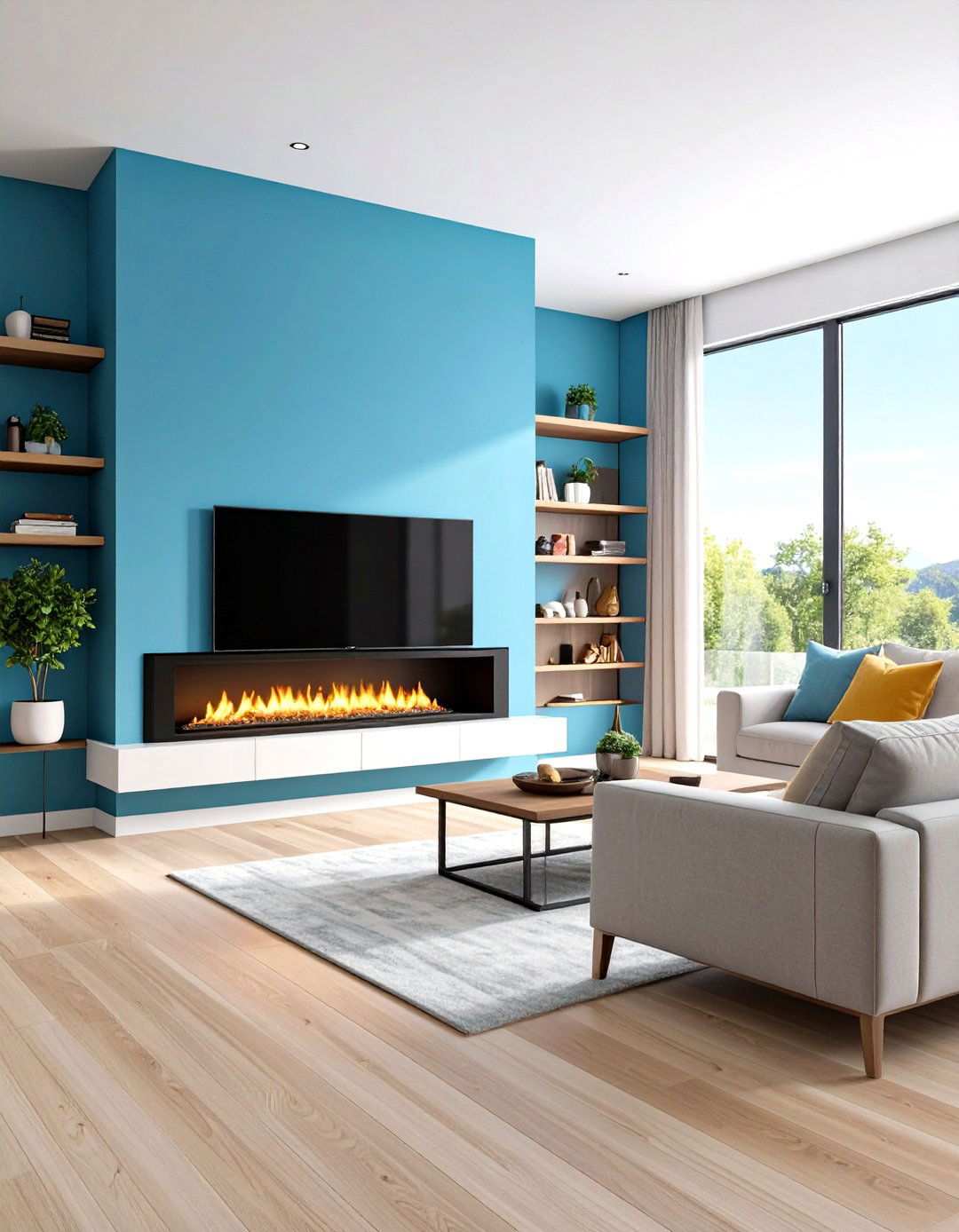 Linear Electric Fireplace Media Wall - 24 Media Wall Ideas