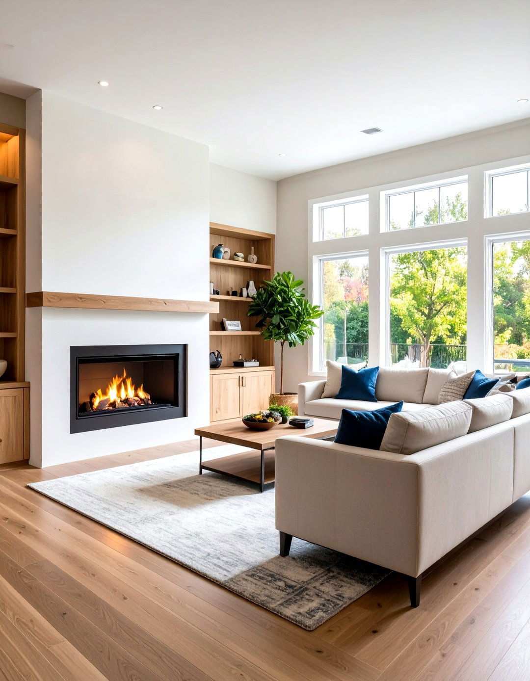 Linear Fireplaces with Integrated Storage - 24 linear fireplace ideas