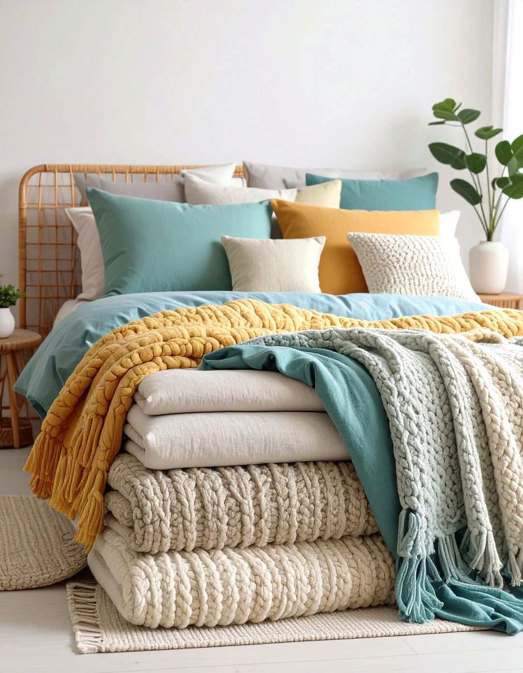 Linen and Cotton Bedding Layers - 24 Japanese Bedroom Ideas