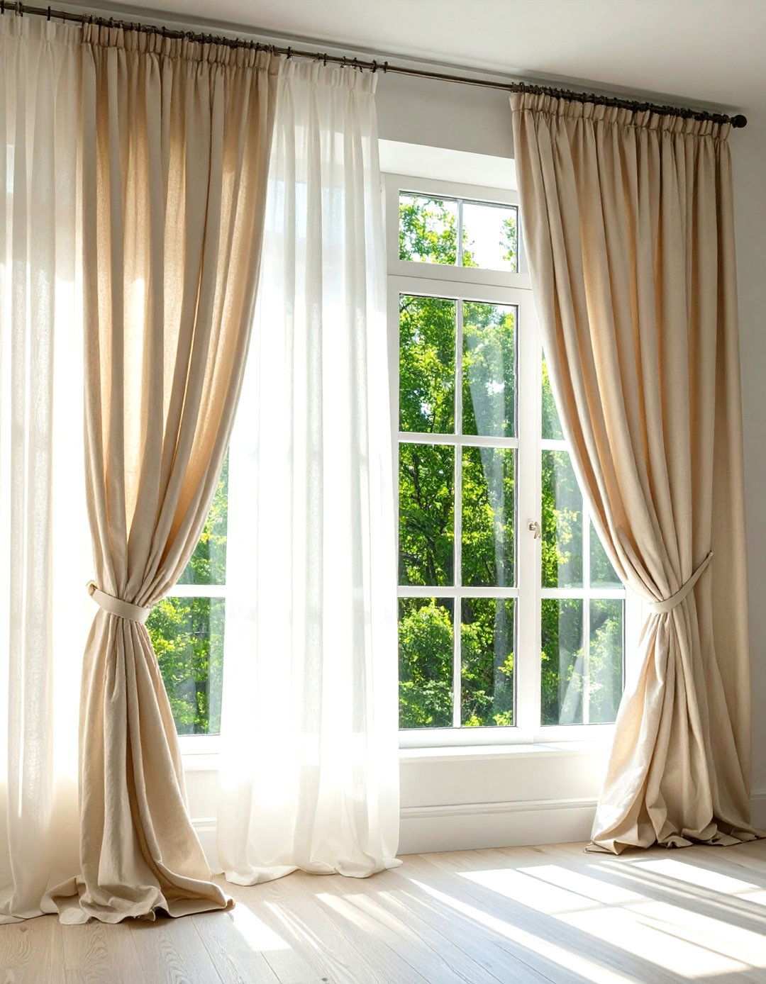 Linen Curtain Window Treatments - 24 Nancy Meyers Interior Design Ideas