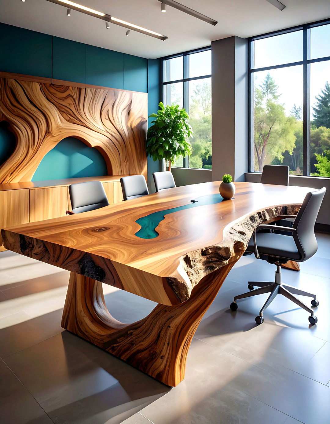 Live Edge Wood Elements - 24 Rustic Home Office Ideas