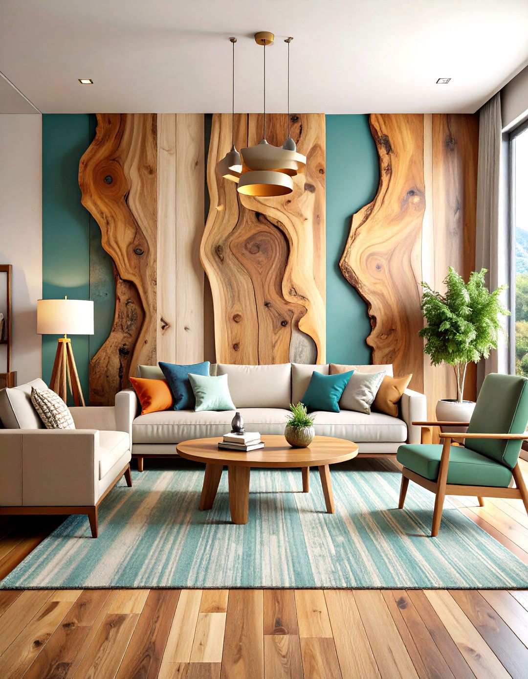 Live Edge Wood Feature Wall - 24 Tv Accent Wall Ideas