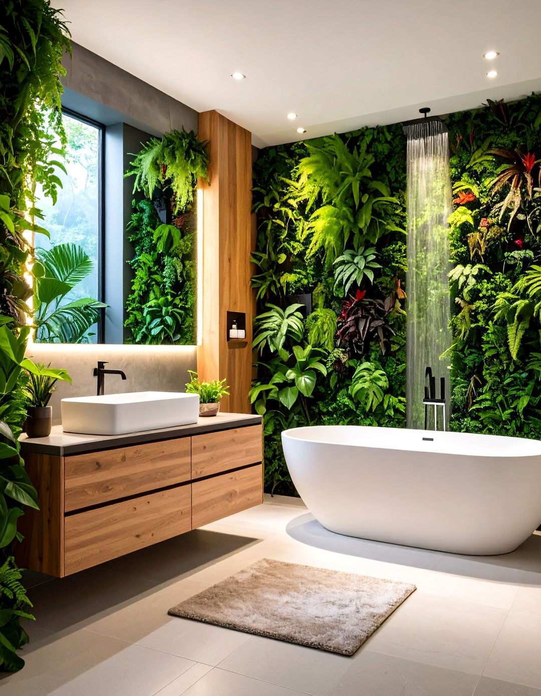 Living Plant Wall Ecosystem - 24 Zen Bathroom Ideas