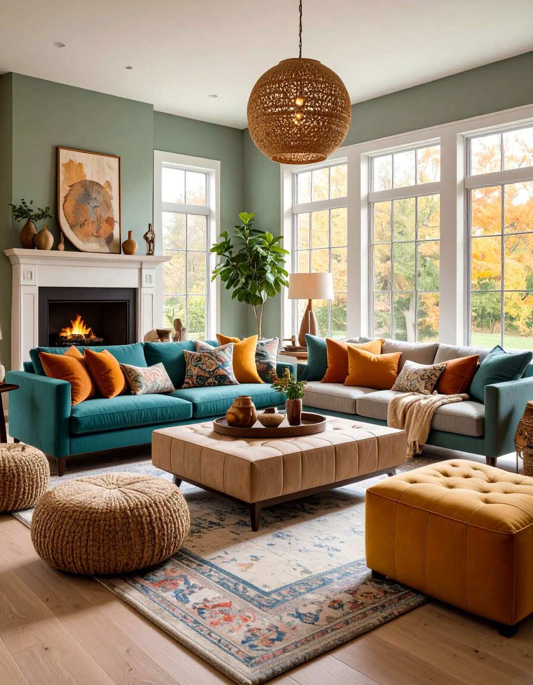 Living Room Layout Harmony - 24 Transitional Interior Design Ideas