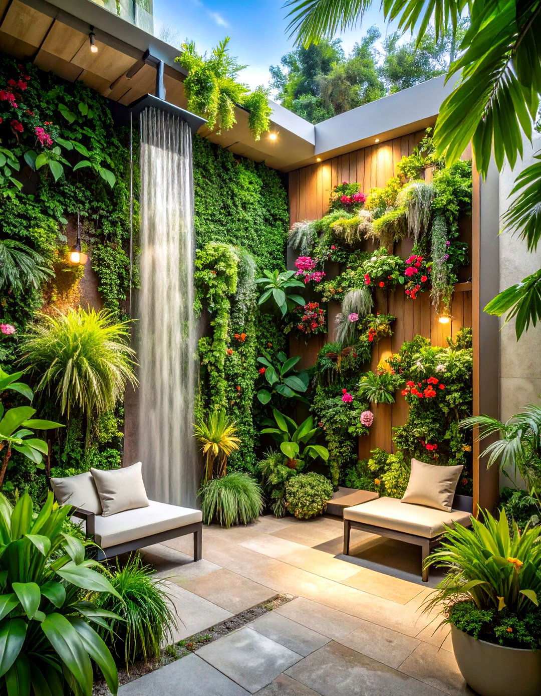 Living Wall Shower Garden - 24 Rustic Outdoor Bathroom Ideas