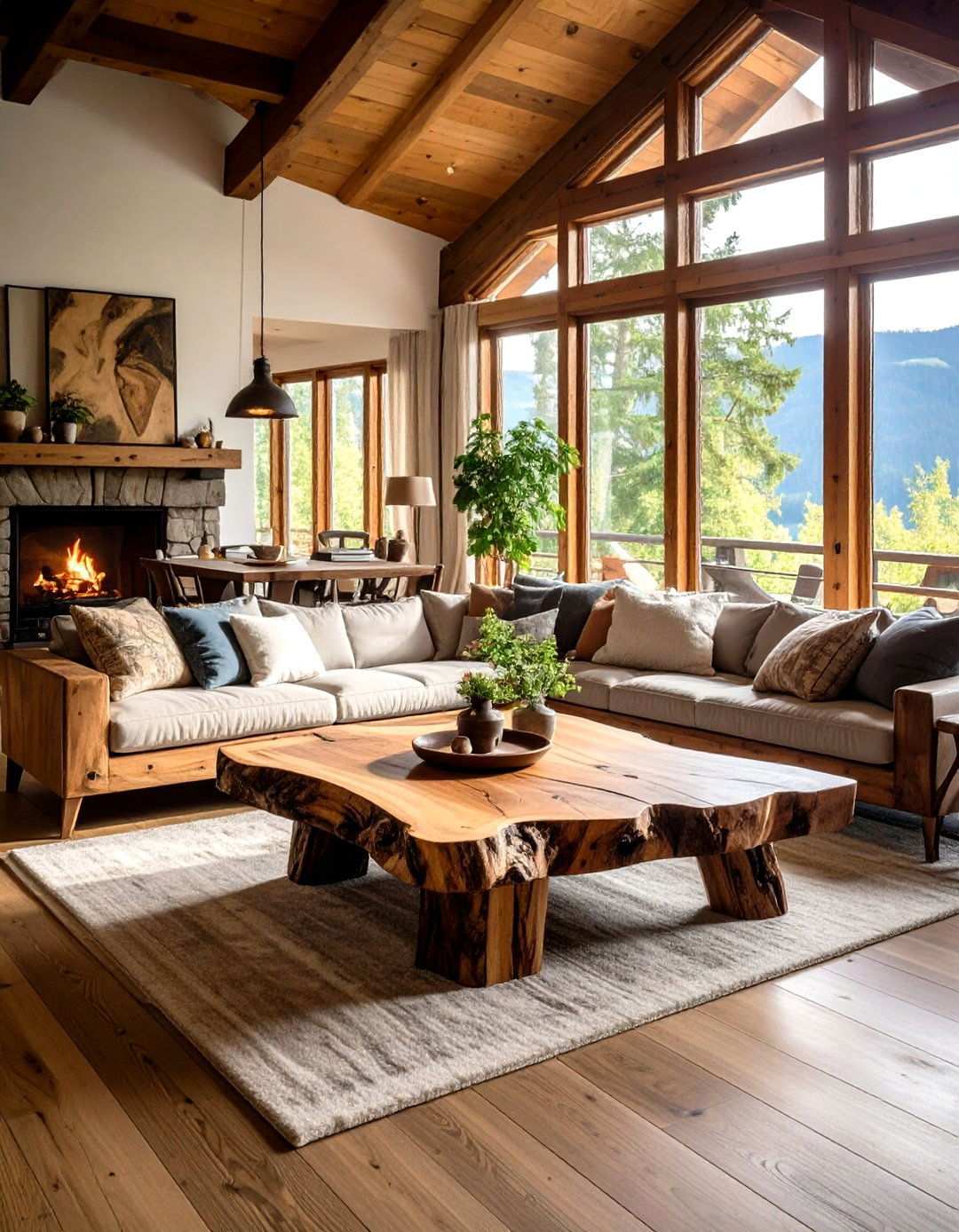 Lodge Style Log Furniture - 24 Western Living Room Ideas