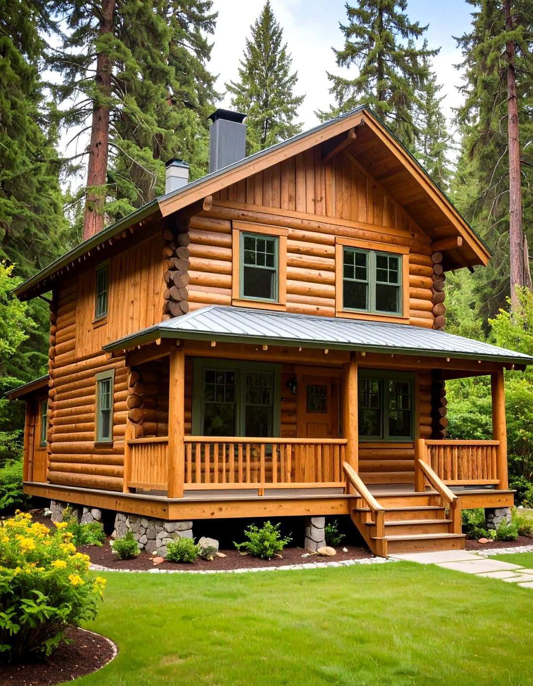 Log Cabin Rustic Charm - 24 Sage Green House With Brown Trim Ideas