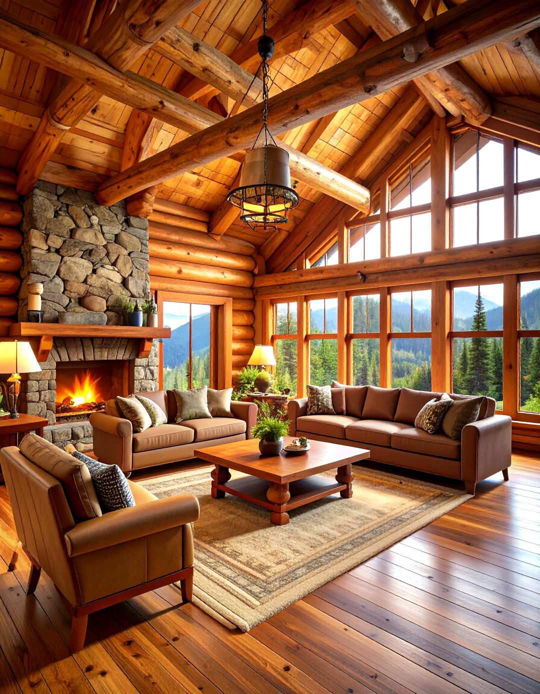 Log Cabin Style Heavy Timber Beams - 24 Vaulted Ceiling With Beams