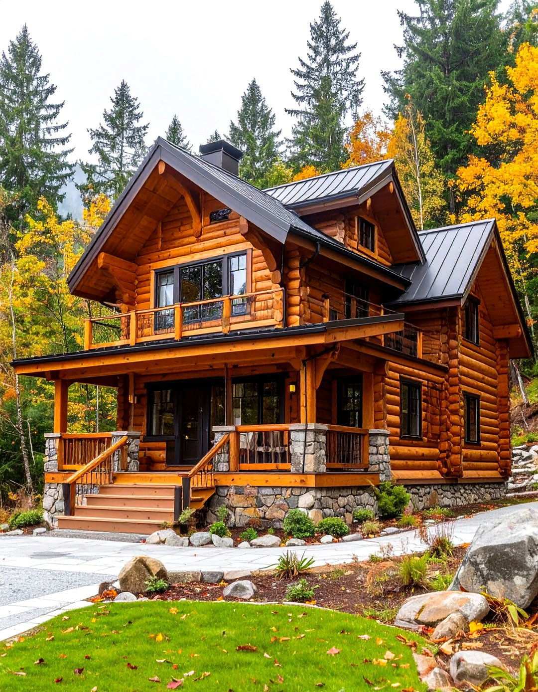 Log Cabin Tan Chinking Black Trim - 24 Tan House With Black Trim Design Ideas