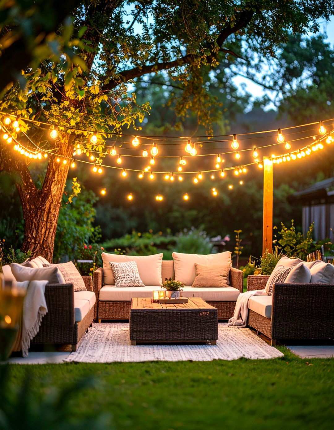 Lounge Area String Light Ambiance - 24 Patio String Light Ideas