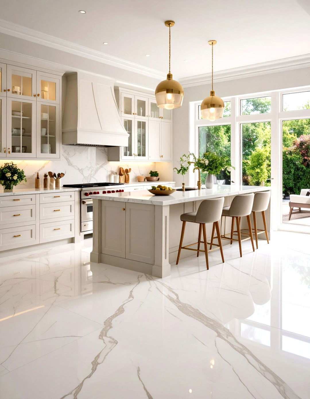 Luxurious Marble Tile Elegance - 24 Kitchen Flooring Ideas