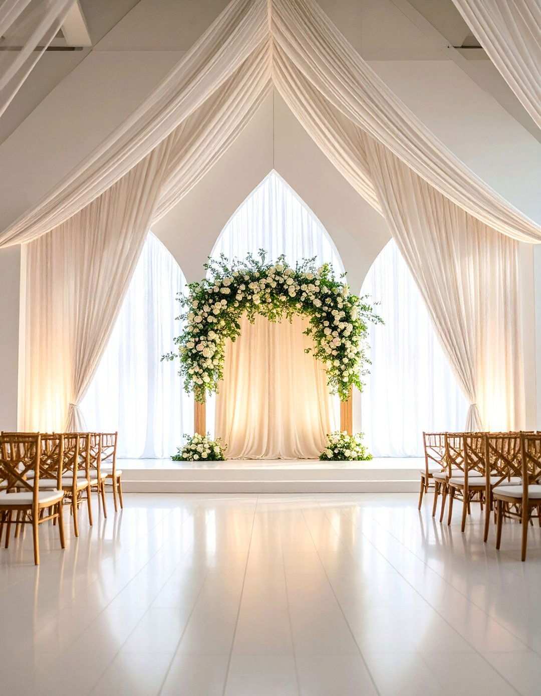 Luxurious Minimalist Ceremony Backdrop - 24 Wedding Decoration Ideas