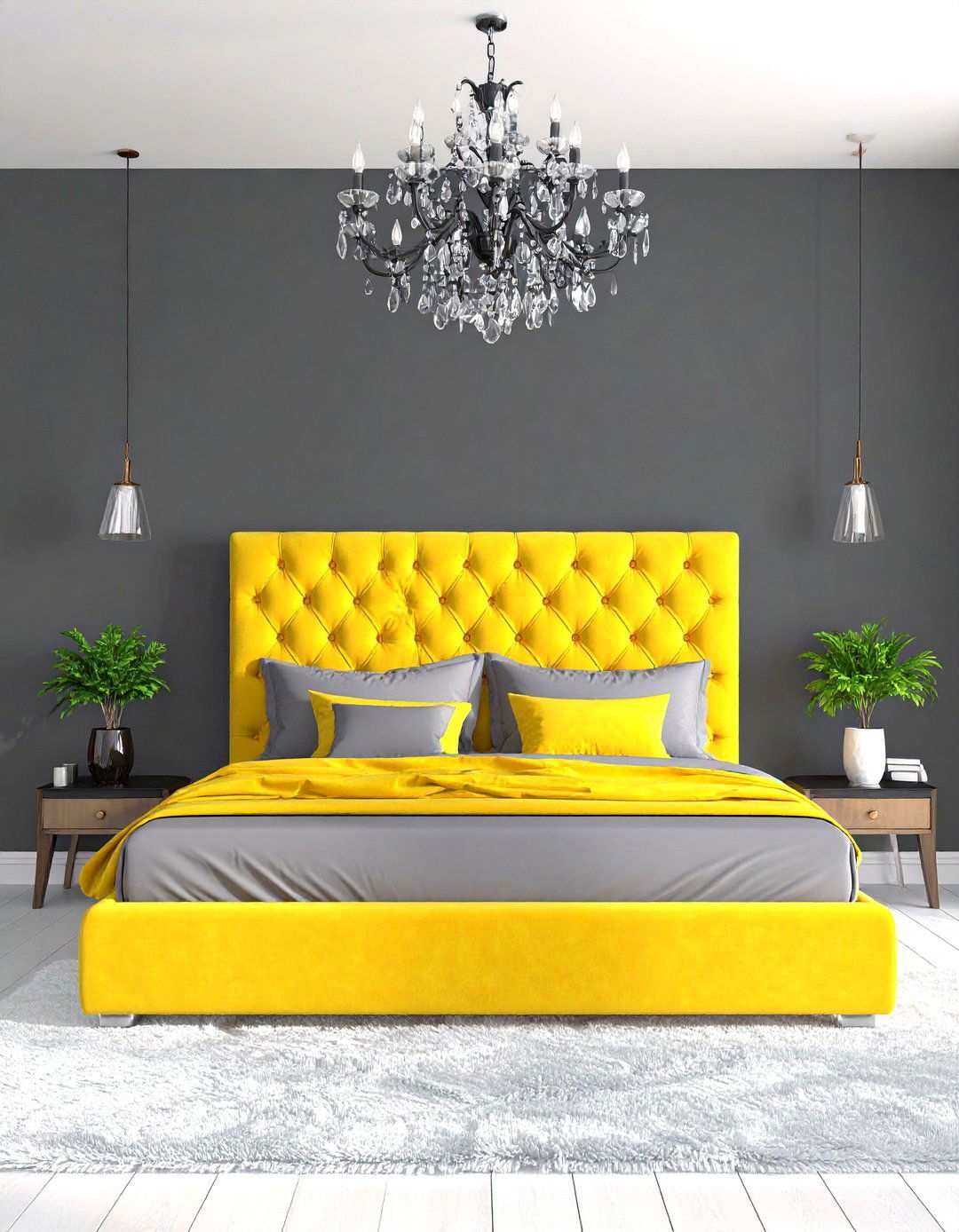 Luxurious Opulent Yellow and Grey Bedroom - 24 Yellow and Grey Bedroom Ideas